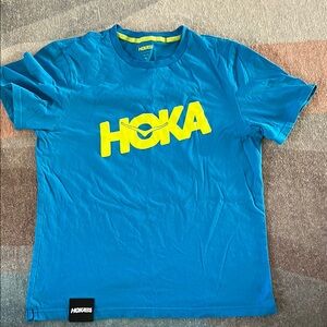 Hoka Bright Blue Tee with Yellow Logo
